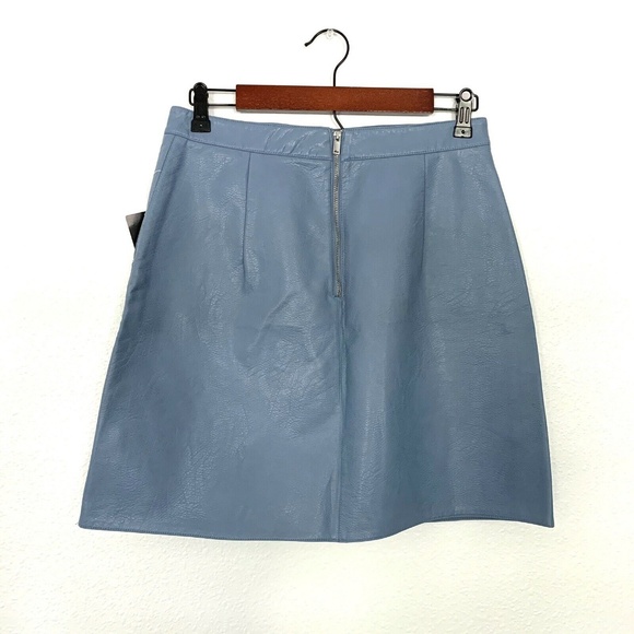 Zara Pastel Blue Faux Leather Mini Skirt - Picture 6 of 8